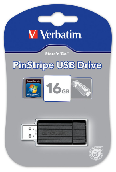 USB Drive 2.0 Pinstripe 16GB Black 49063